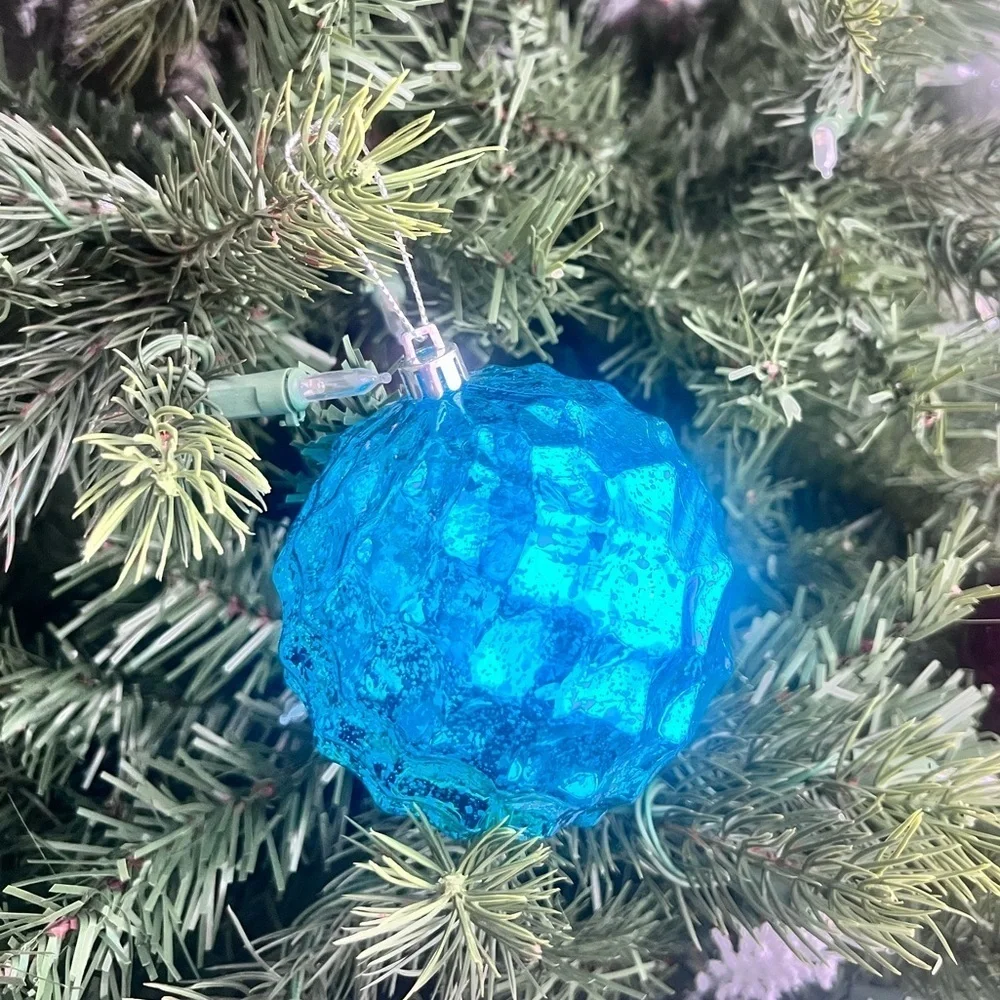 Blue Green Plastic Holiday Tree Ornament